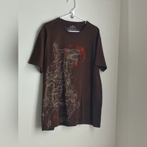 Marc Ecko Shirt Men XL Brown Graphic Tee Pull Over VTG Casual Academia Tee